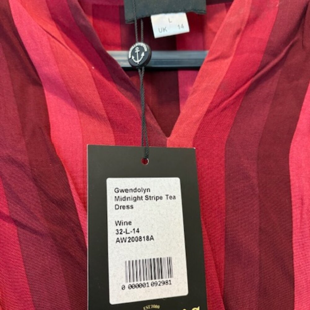 Collectif Gwendolyn Dress – Red Stripe (Size UK 14) | NWT